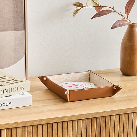 Vassoio svuota tasche in vinile colore cuoio | Rohome