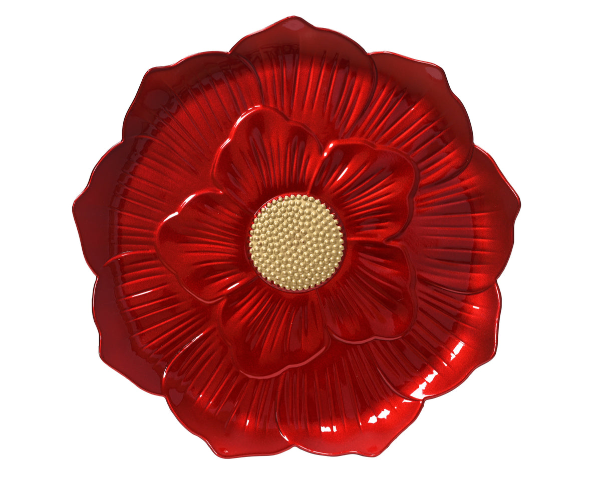 Piatto a Forma di Fiore, Rosso e Oro, | rohome
