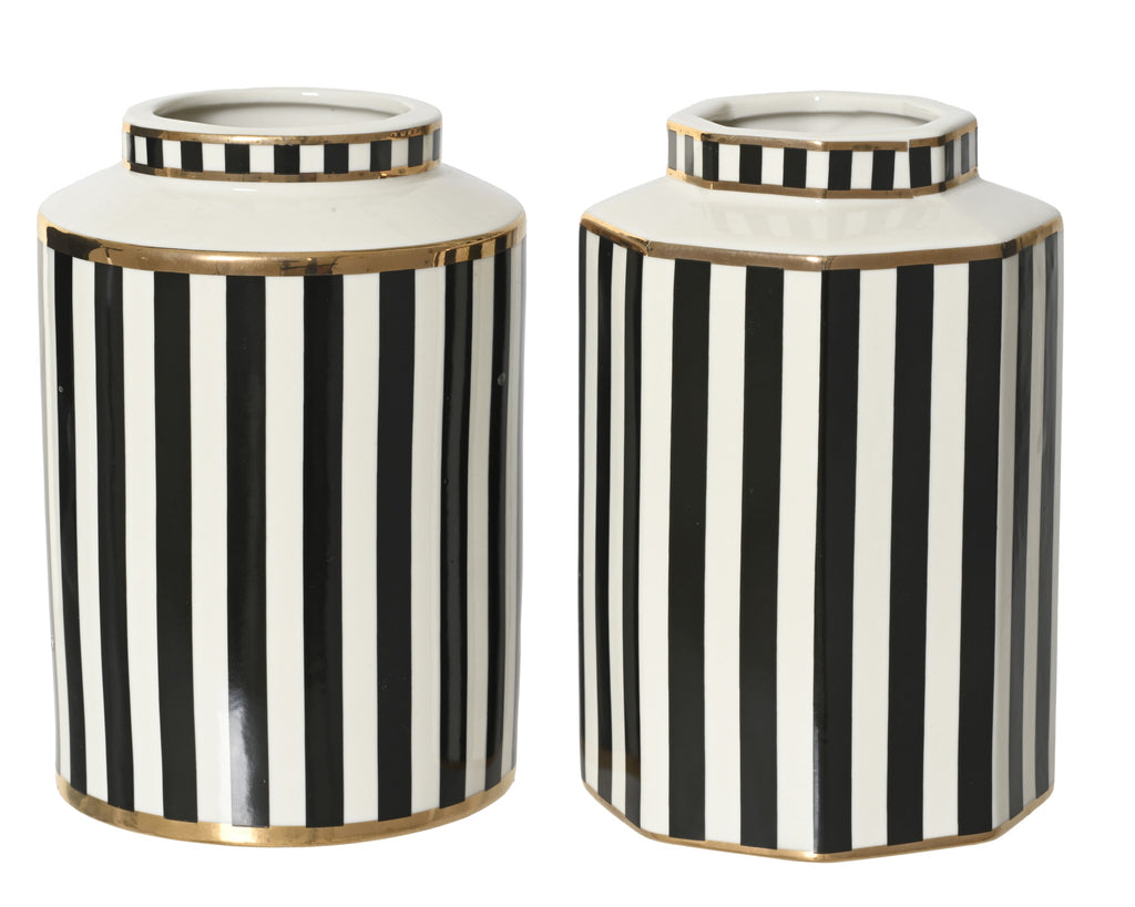 Vaso in porcellana con righe nere | Rohome