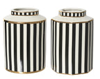 Vaso in porcellana con righe nere | Rohome
