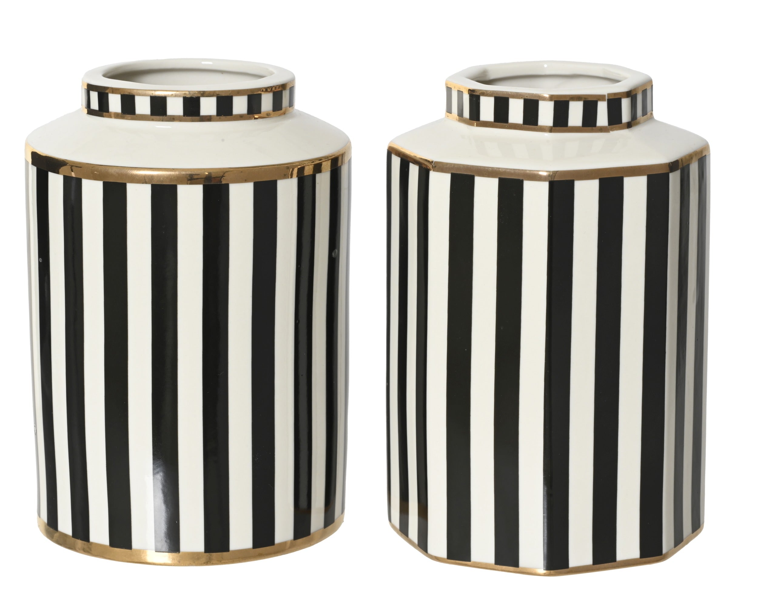 Vaso in porcellana con righe nere | Rohome