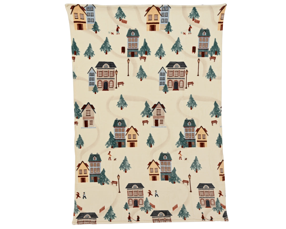 Plaid Natalizio con villaggio stampato | Rohome