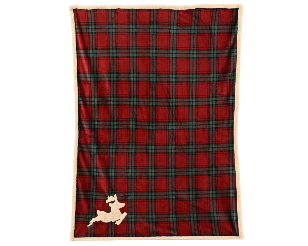Plaid Natalizio tartan con renna | Rohome