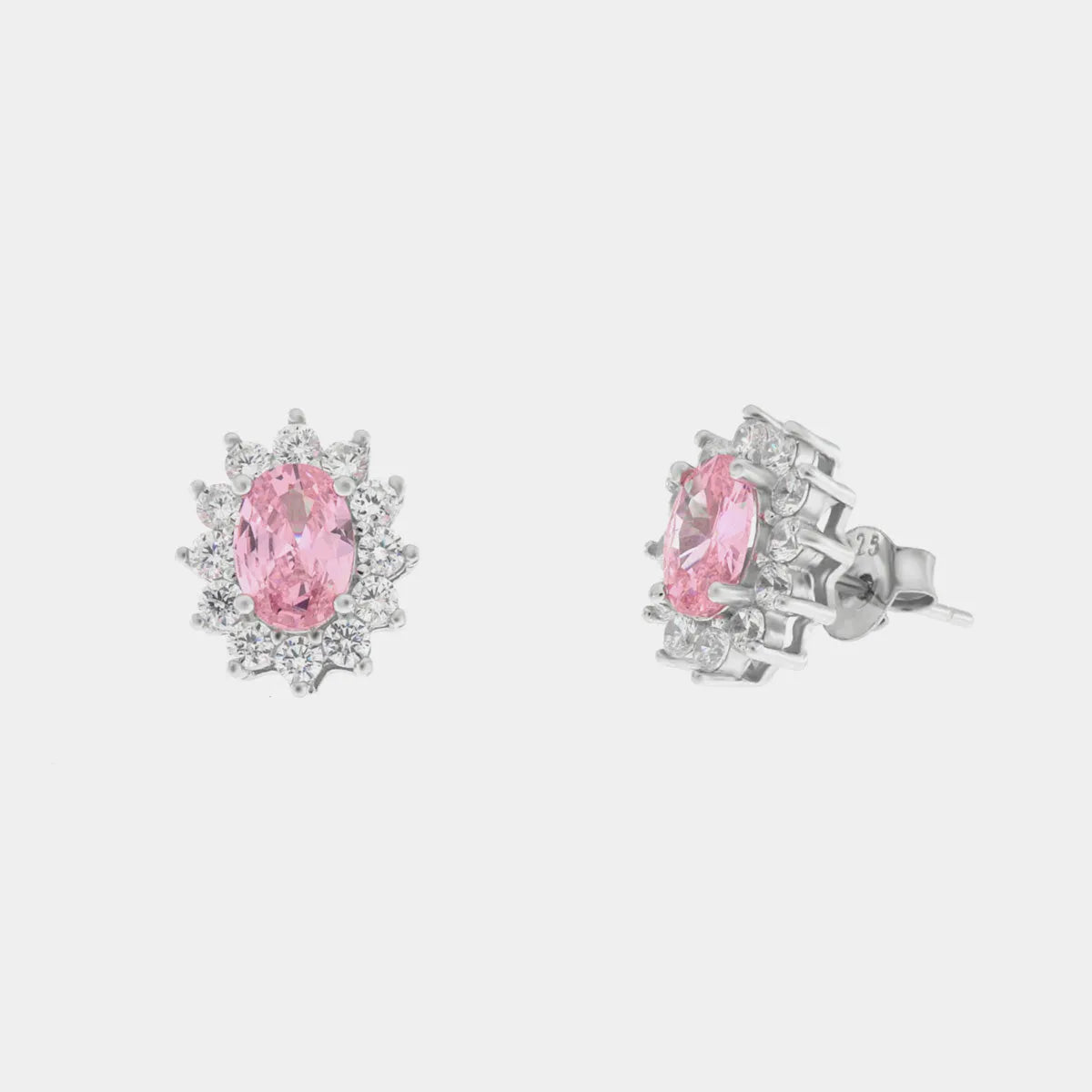 Orecchini in Argento con zirconi trasparenti ed rosa | Rohome
