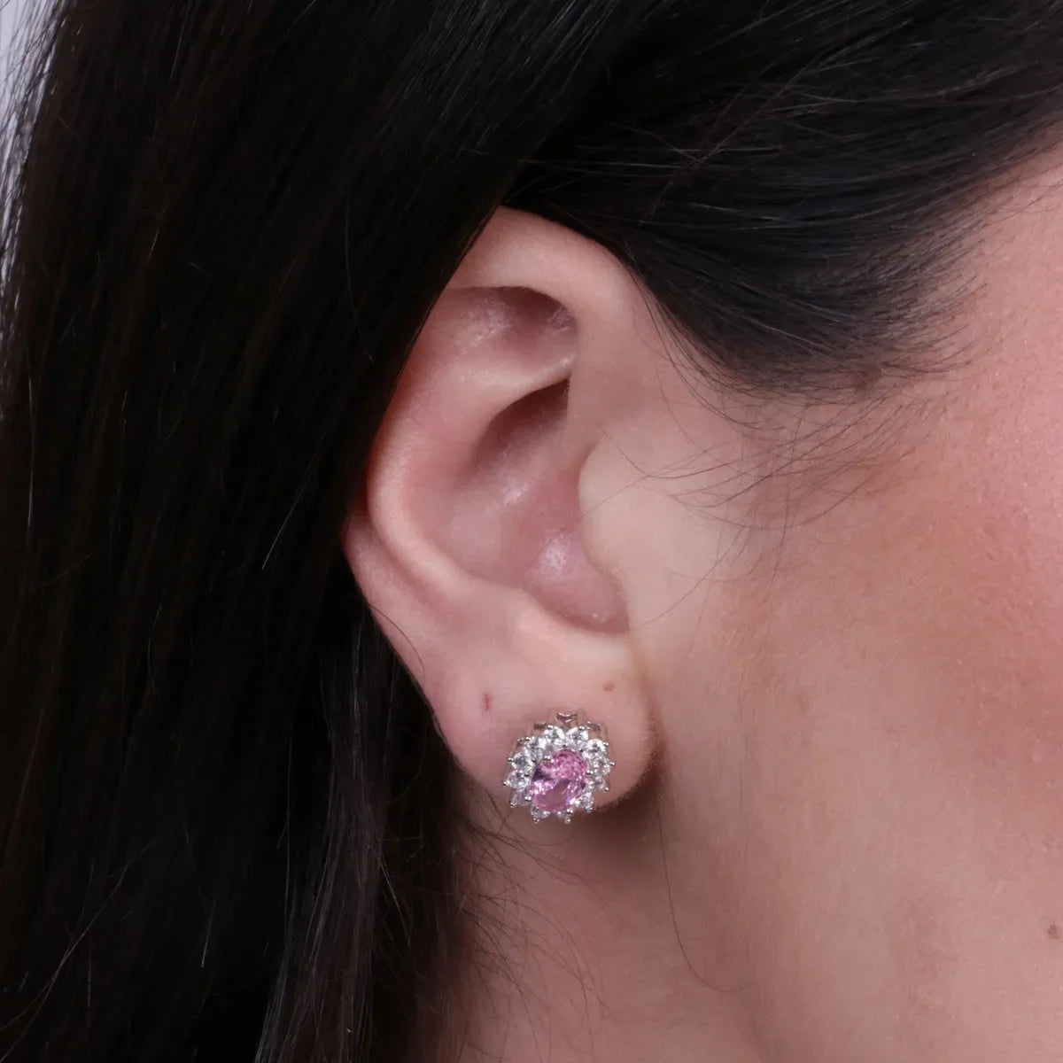 Orecchini in Argento con zirconi trasparenti ed rosa | Rohome