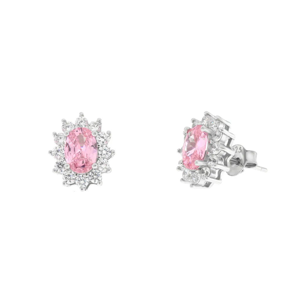 Orecchini in Argento con zirconi trasparenti ed rosa | Rohome