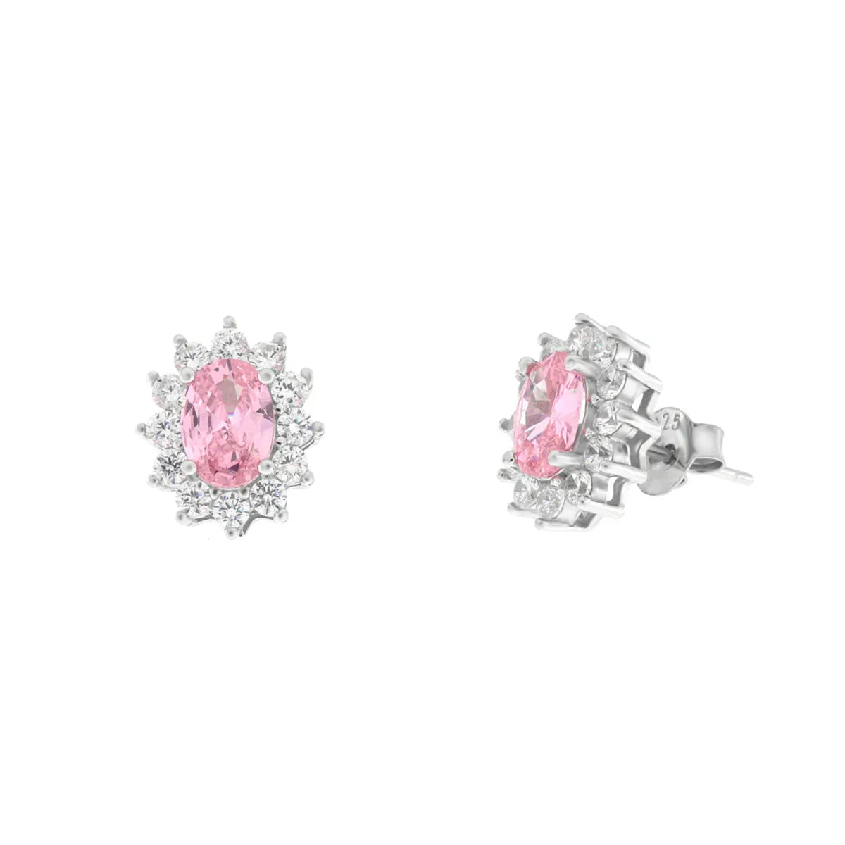 Orecchini in Argento con zirconi trasparenti ed rosa | Rohome