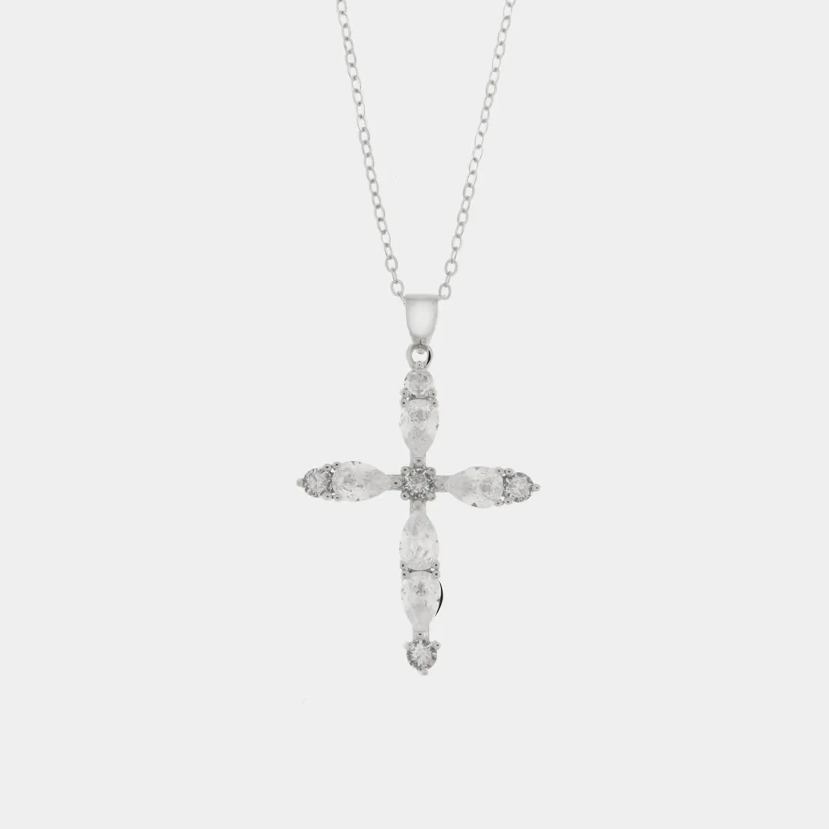 Collana in Argento a forma di croce con zirconi | Rohome