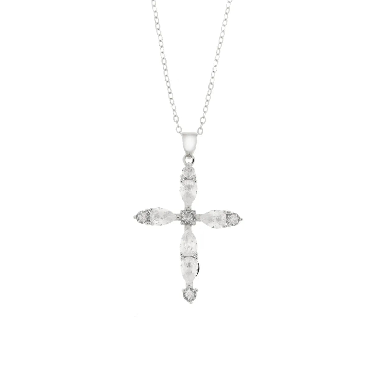 Collana in Argento a forma di croce con zirconi | Rohome