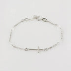 Bracciale in Argento 925 rosario con croce e cristalli bianchi | Rohome