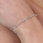 Bracciale in Argento 925 rosario con croce e cristalli bianchi | Rohome