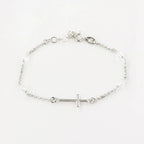 Bracciale in Argento 925 rosario con croce e cristalli bianchi | Rohome