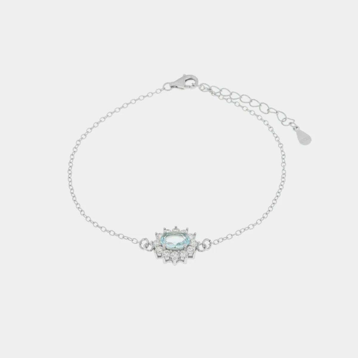 Bracciale in argento con zircone grande azzurro | Rohome