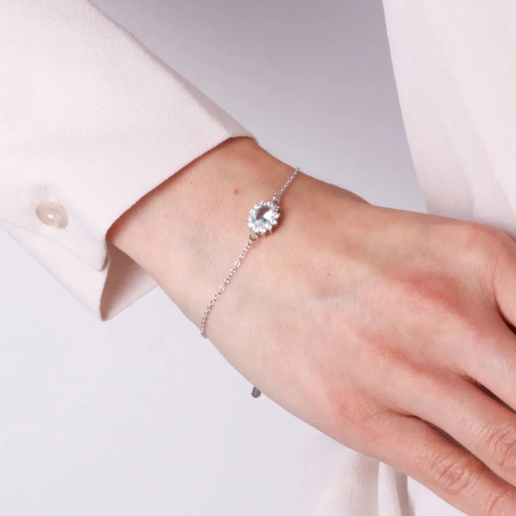 Bracciale in argento con zircone grande azzurro | Rohome