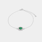 Bracciale in argento con zircone grande verde | Rohome