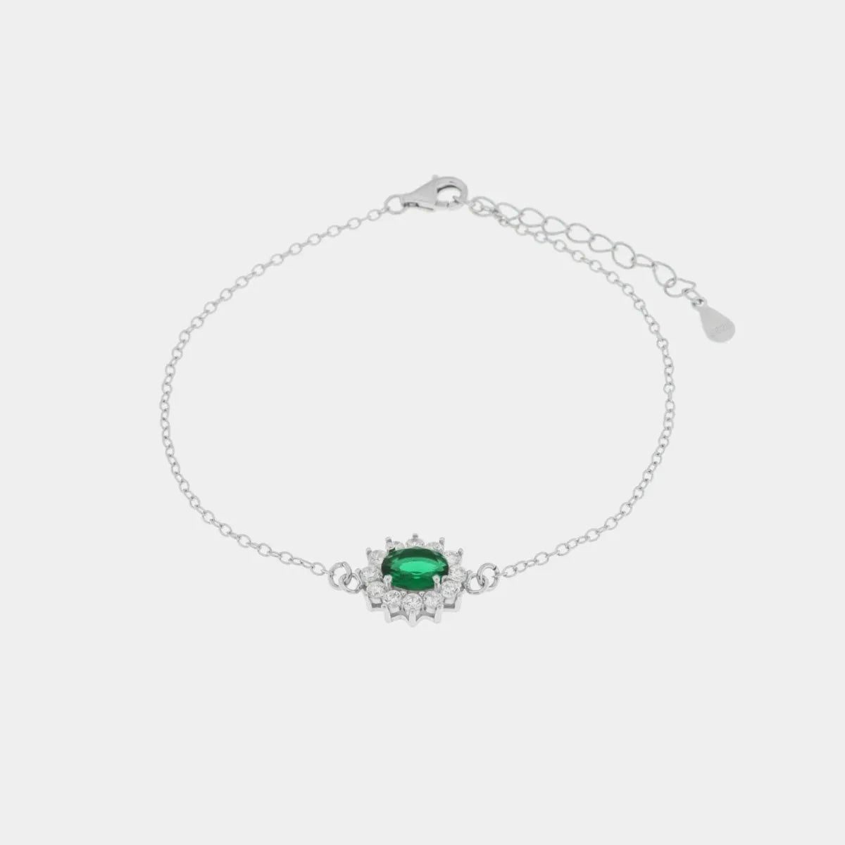 Bracciale in argento con zircone grande verde | Rohome