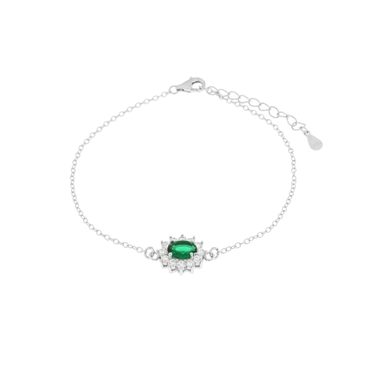 Bracciale in argento con zircone grande verde | Rohome
