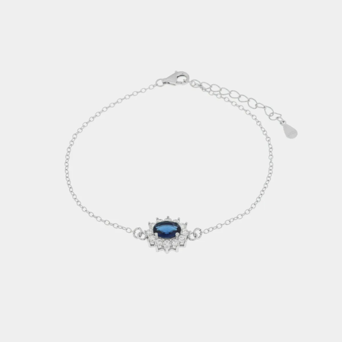Bracciale in argento con zircone grande blu | Rohome