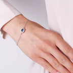 Bracciale in argento con zircone grande blu | Rohome