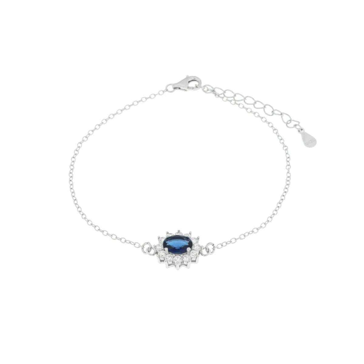 Bracciale in argento con zircone grande blu | Rohome