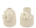 Vaso in porcellana smaltata lucida con fiore | Rohome