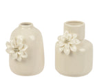 Vaso in porcellana smaltata lucida con fiore | Rohome