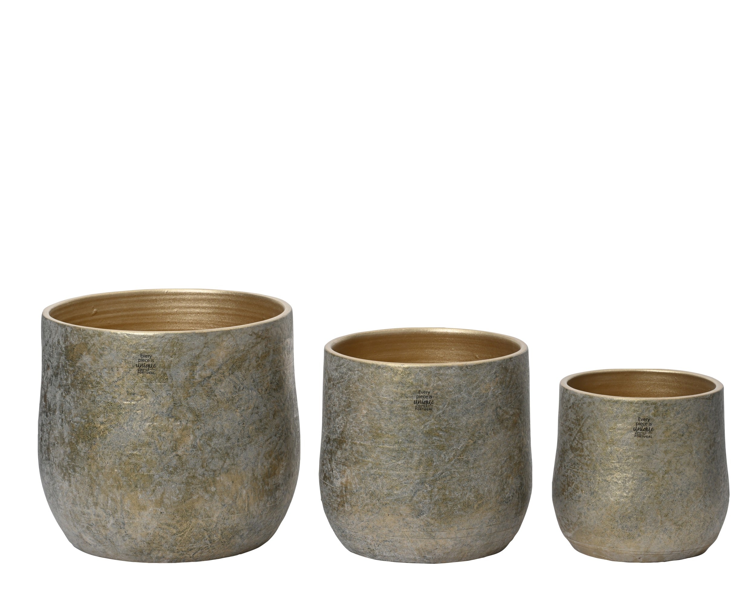 Vaso cachepot in terracotta grigio sfumato oro | Rohome