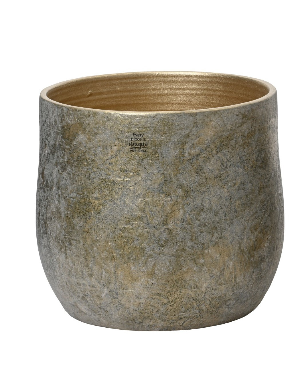 Vaso cachepot in terracotta grigio sfumato oro | Rohome