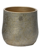 Vaso cachepot in terracotta grigio sfumato oro | Rohome