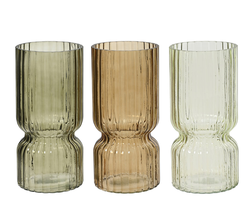 Vaso in Vetro Soffiato Colorato – Design Moderno a Coste| Rohome