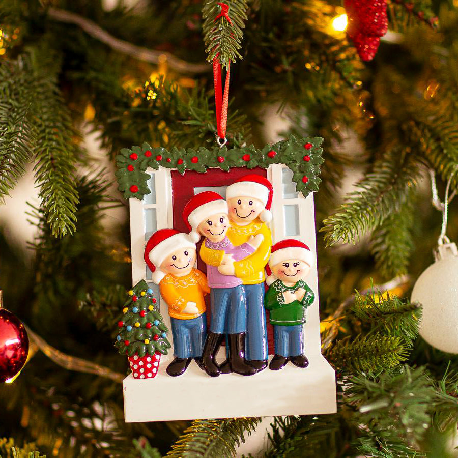 Decorazione Personalizzabile Coppia e 2 figli alla Porta di Casa | Rohome