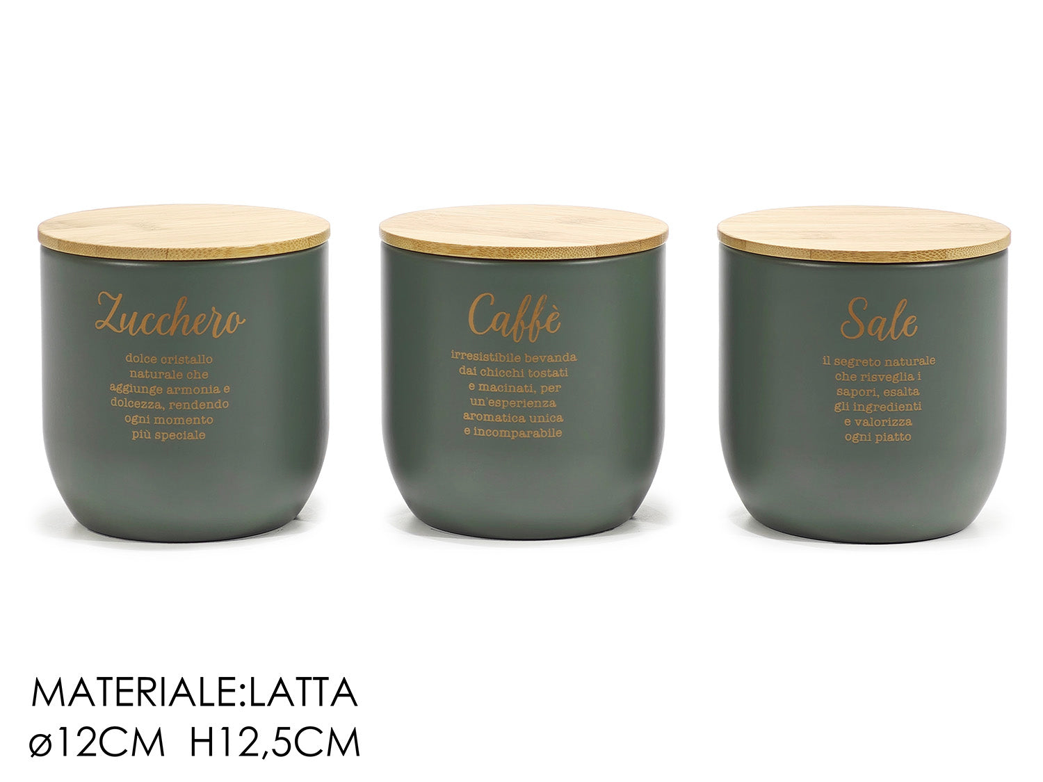 Set 3 Barattoli in latta colore verde | rohome