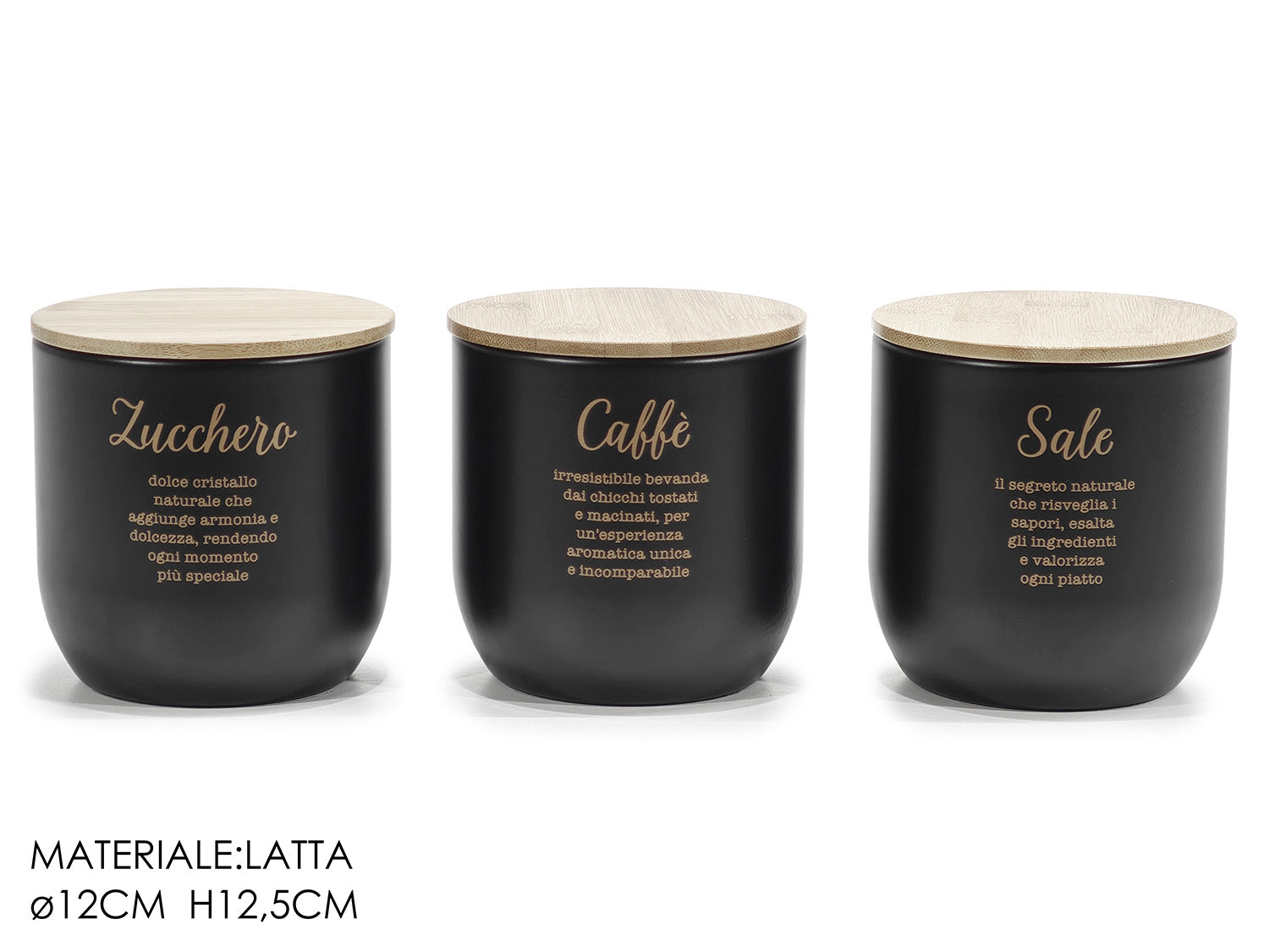 Set 3 Barattoli in latta colore nero | rohome