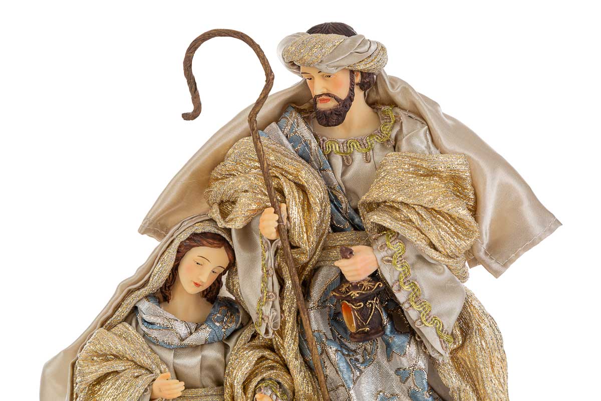 Natività in restina vestita con dettagli blu ed oro | Rohome