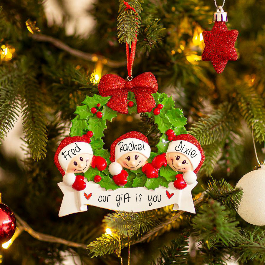 Decorazione Personalizzabile Ghirlanda Natalizia con 3 Personaggi | Rohome
