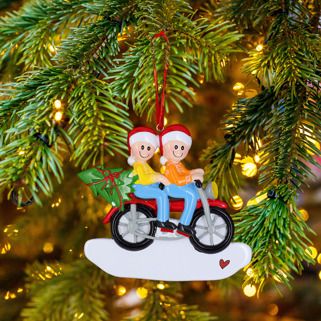 Decorazione Personalizzabile Coppia su Moto con Albero di Natale | Rohome