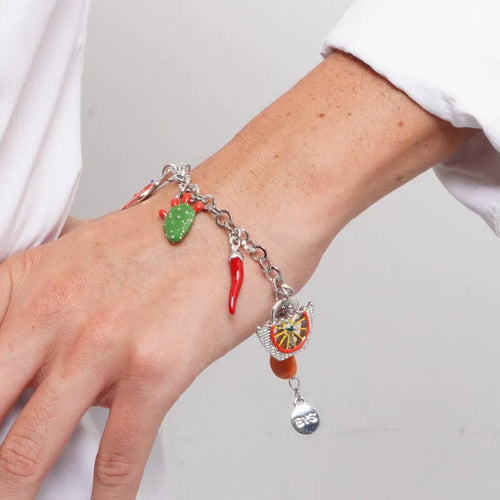 Bracciale in Metallo con ciondoli siciliani e fico d'india | Rohome