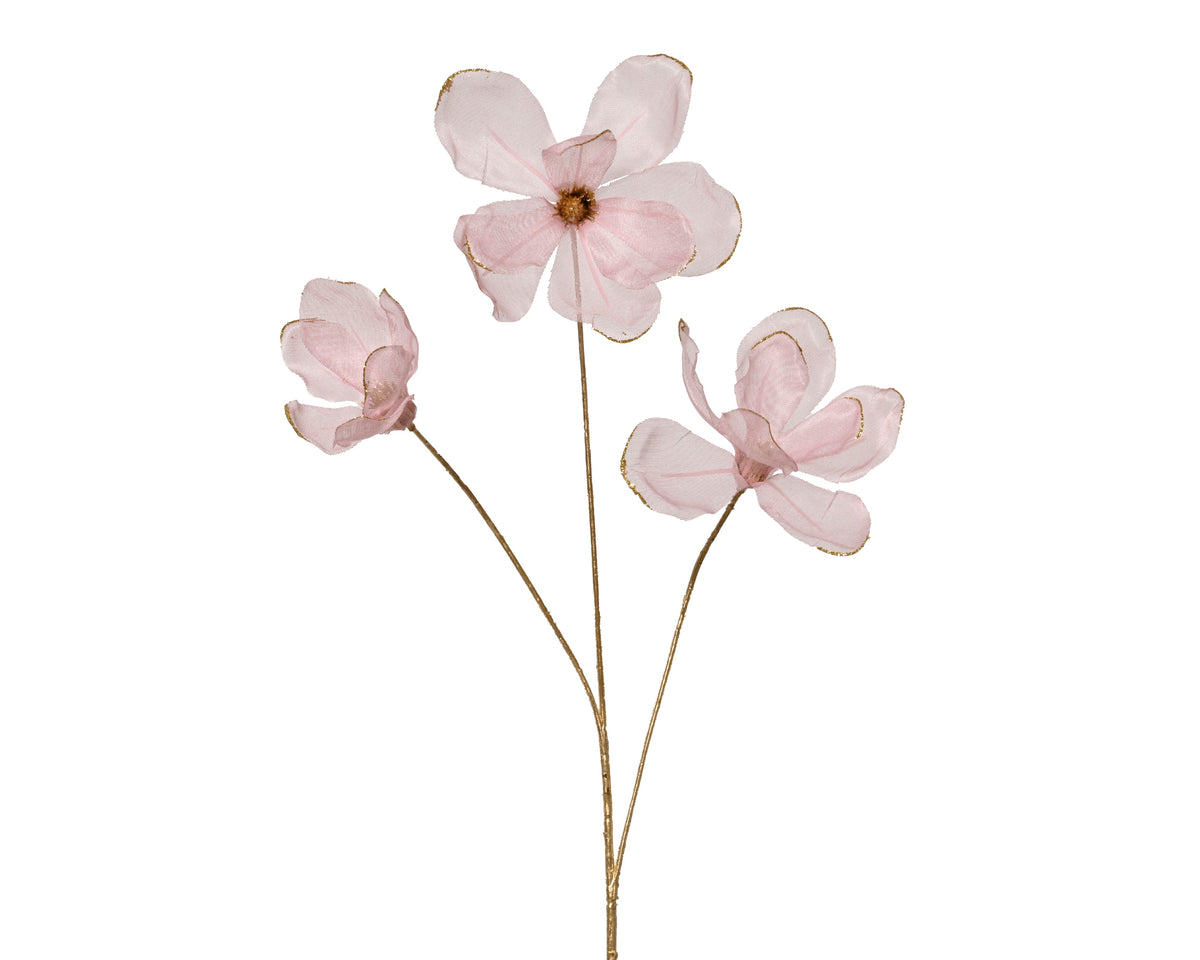 Fiore artificiale magnolia in poliestere rosa | rohome