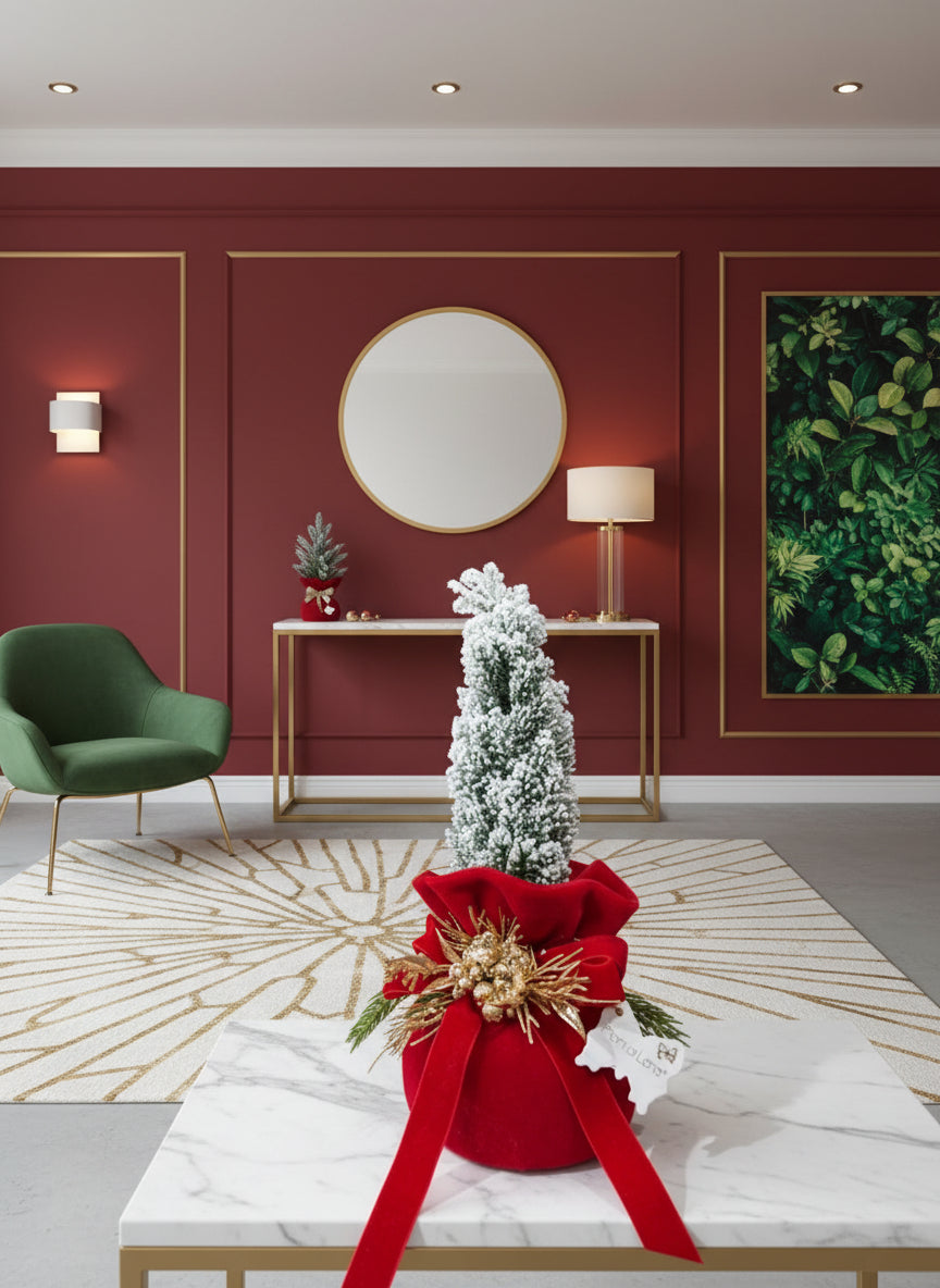 Fiori di Lena - Alberello natalizio profumato con base in velluto rosso h22 | Rohome