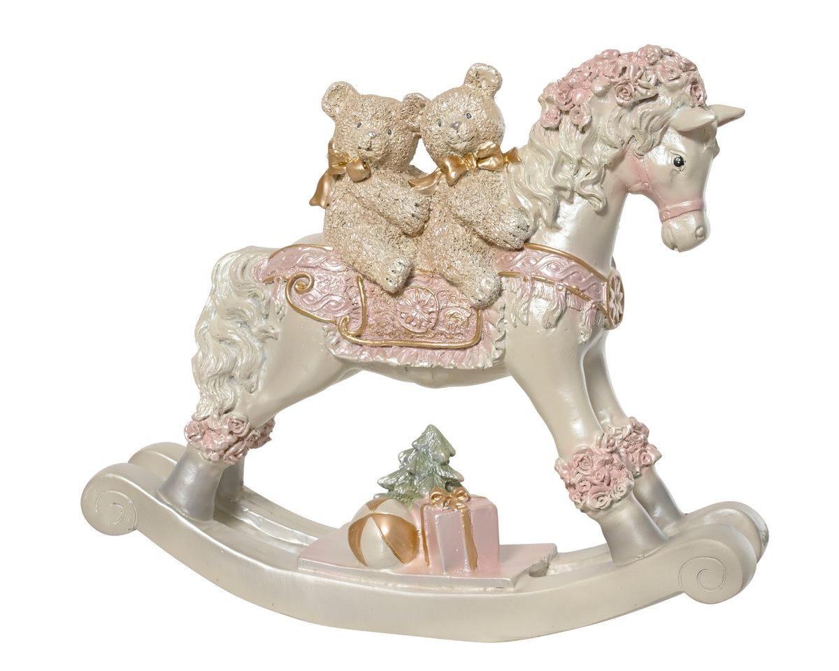 Cavallo a dondolo con coppia di orsetti | Rohome