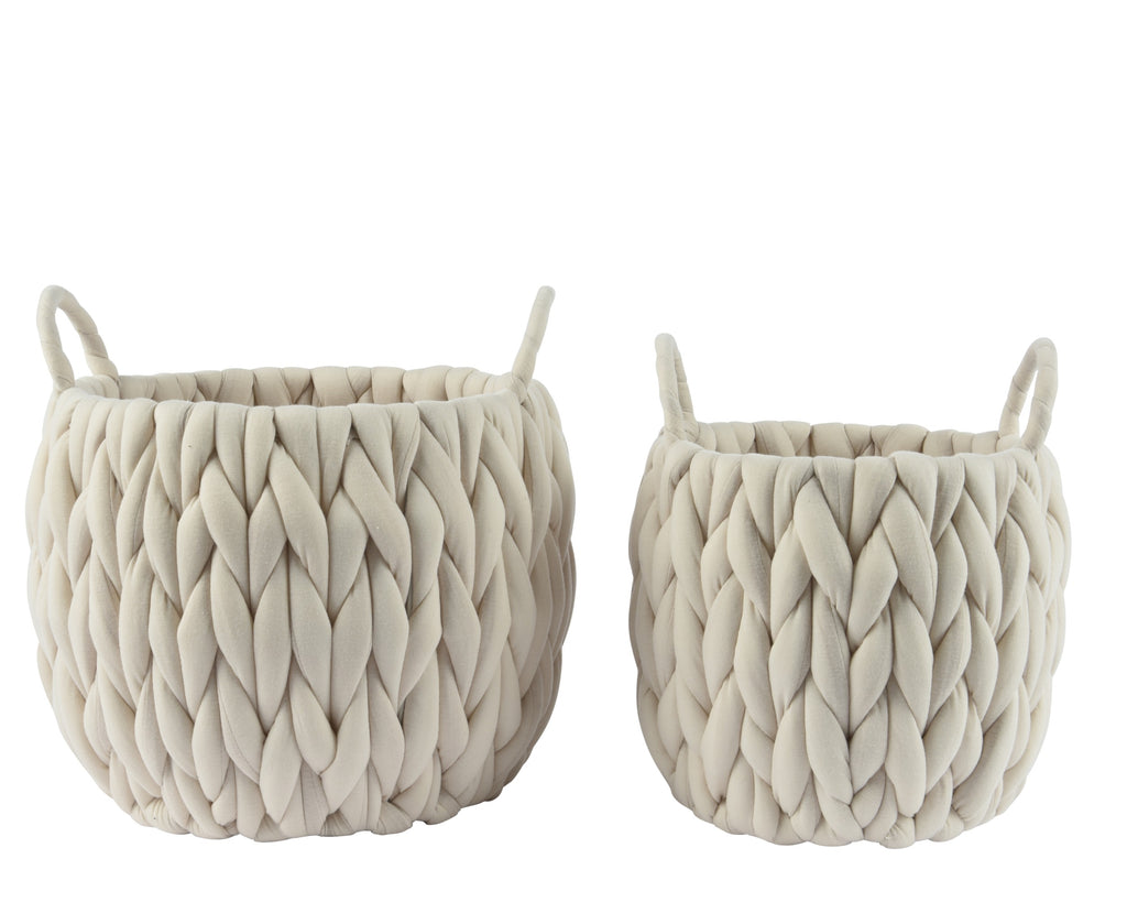 Cesto in tessuto intrecciato colore bianco | Rohome
