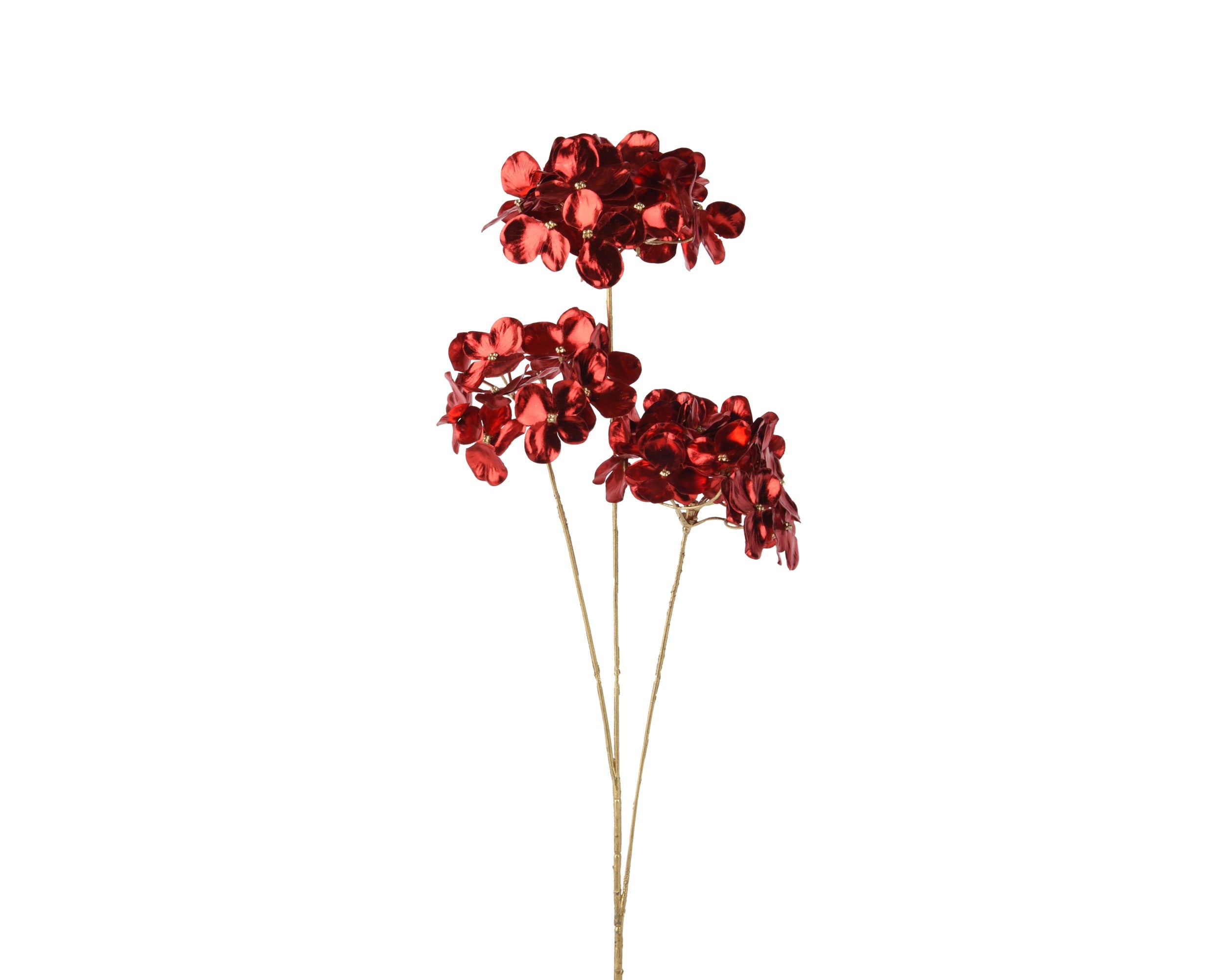 Ramo artificiale ortensia h.72 cm rosso lucido | rohome