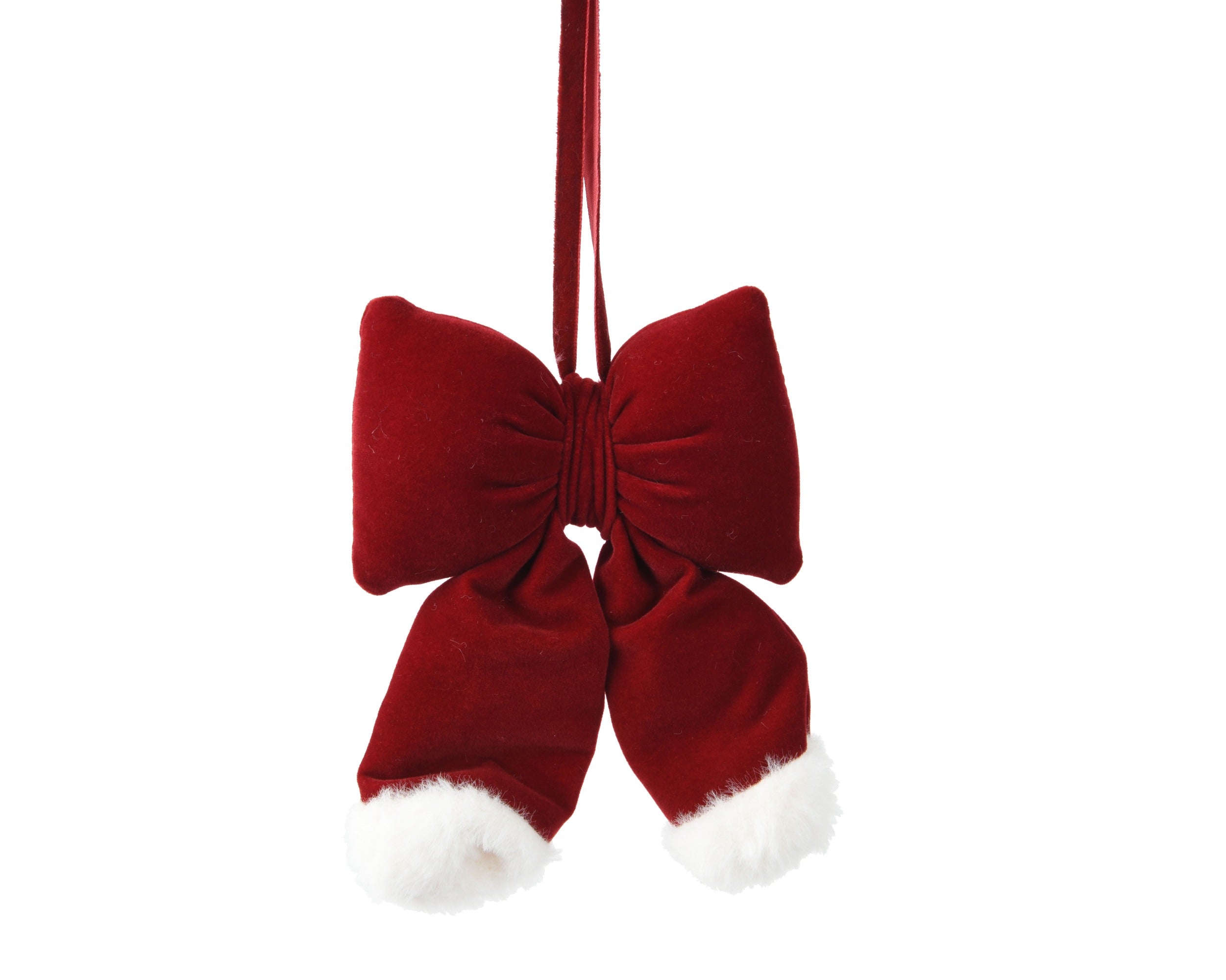 Fiocco in velluto colore rosso con bordo in pelliccia piccolo | rohome