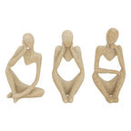 Set 3 statue in resina colore beige | Rohome
