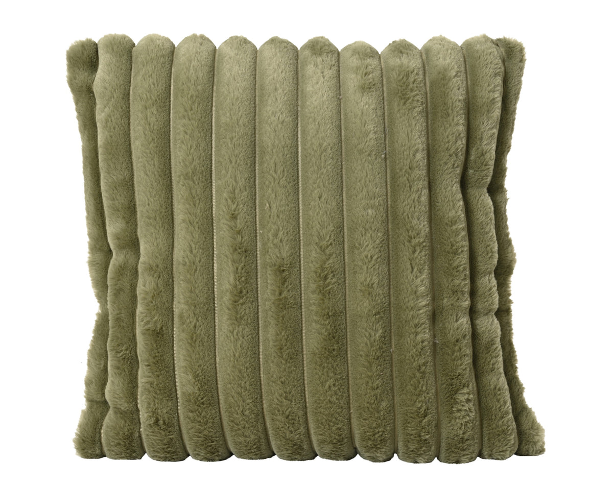 Cuscino arredo in velluto verde a righe irregolari | Rohome