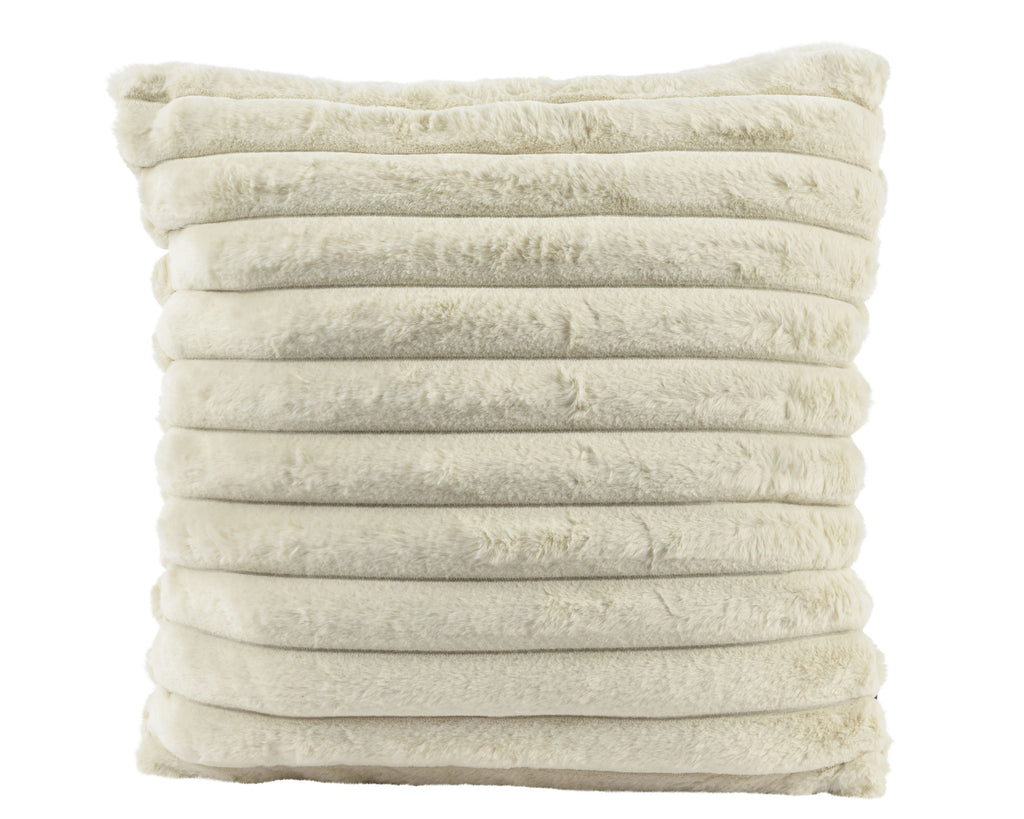 Cuscino arredo in velluto bianco a righe irregolari | Rohome