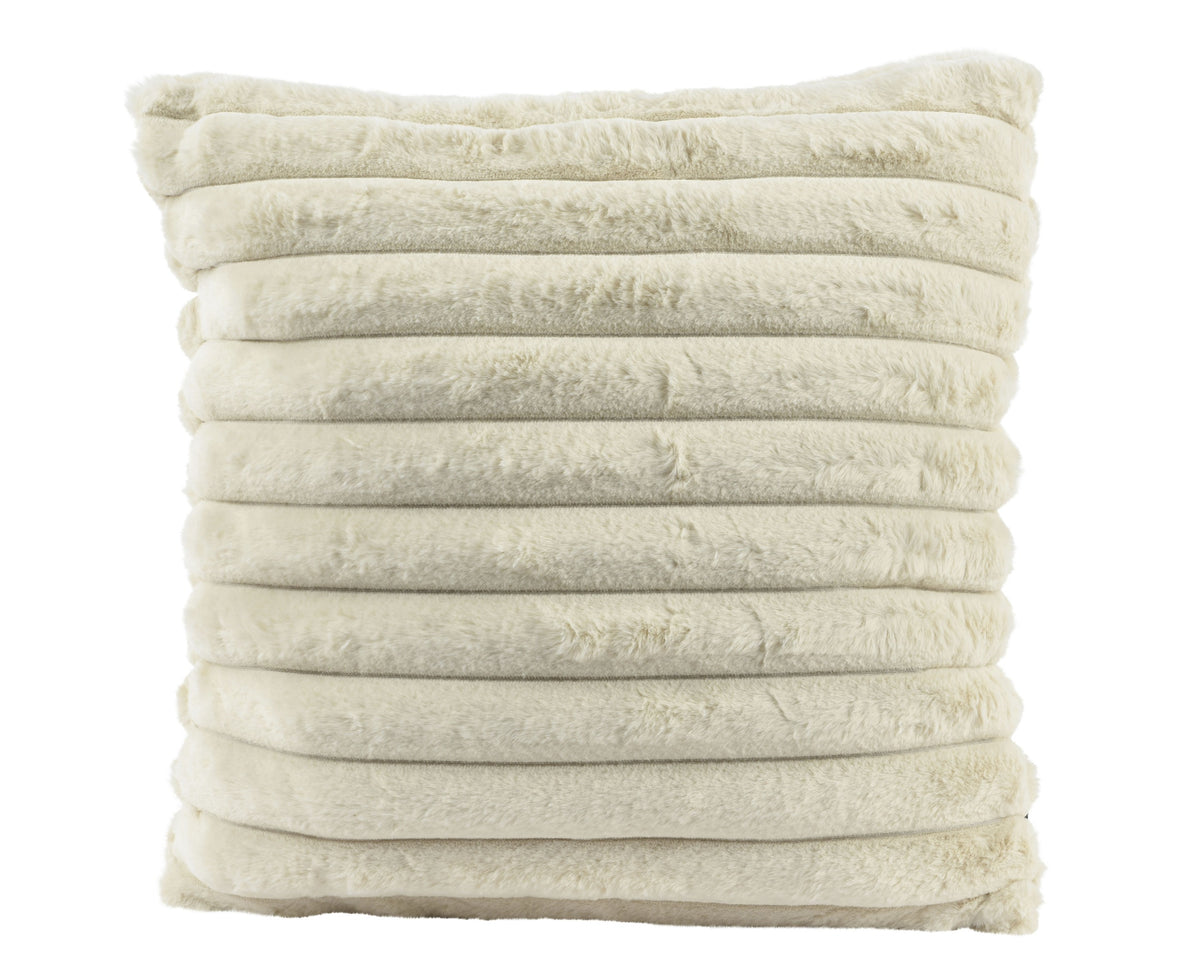 Cuscino arredo in velluto bianco a righe irregolari | Rohome