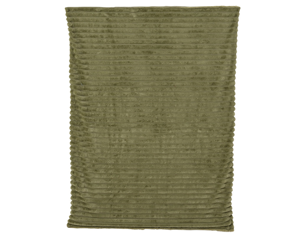Plaid in velluto con righe colore verde 170 cm | Rohome