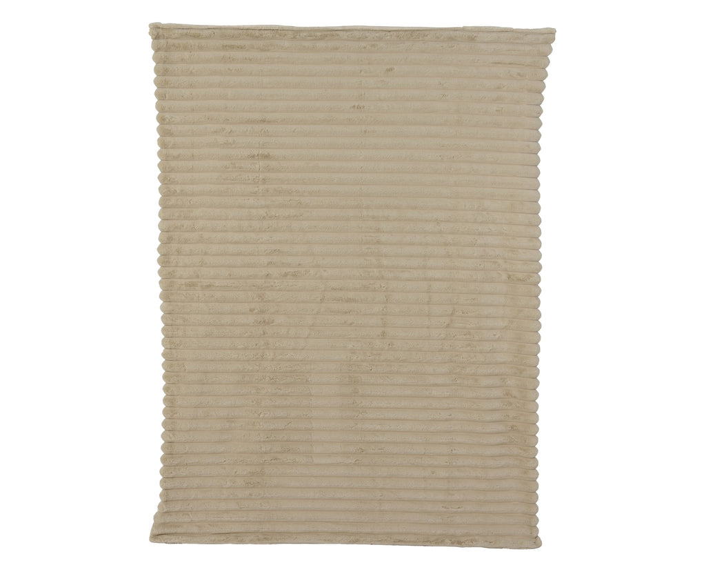 Plaid in velluto con righe colore bianco crema 170 cm | Rohome