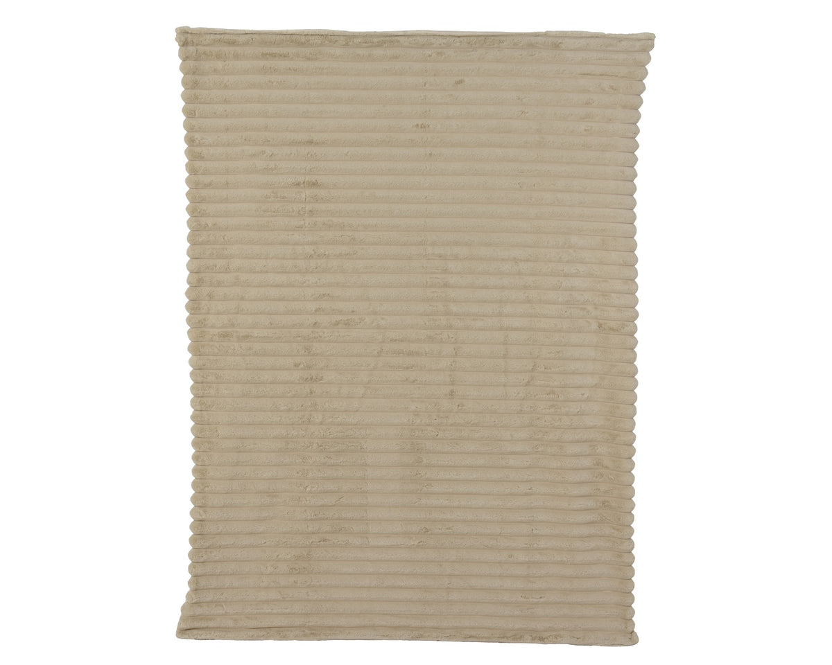 Plaid in velluto con righe colore bianco crema 170 cm | Rohome
